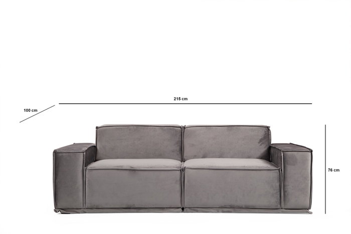 Atelier Del Sofa Sofá 2 Plazas Gris Tapizado Poliéster Largo 215cm